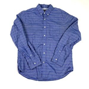 American Eagle Outfitters Shirt Men Medium Button Front Blue Stripe Athletic Fit